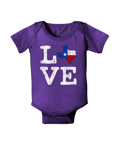 Texas Love Distressed Design Baby Bodysuit Dark by TooLoud-Baby Romper-TooLoud-Purple-06-Months-Davson Sales