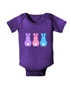 Three Easter Bunnies - Pastels Baby Bodysuit Dark by TooLoud-Baby Romper-TooLoud-Purple-06-Months-Davson Sales