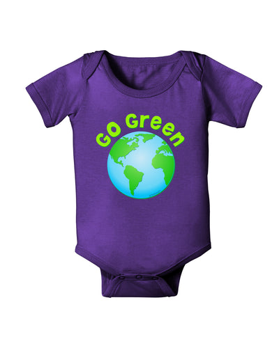 Go Green - Planet Earth Baby Bodysuit Dark-Baby Romper-TooLoud-Purple-06-Months-Davson Sales