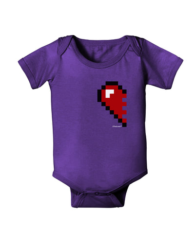 Couples Pixel Heart Design - Left Baby Bodysuit Dark by TooLoud-Baby Romper-TooLoud-Purple-06-Months-Davson Sales