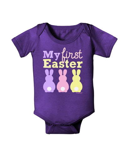 My First Easter - Three Bunnies Baby Bodysuit Dark by TooLoud-Baby Romper-TooLoud-Purple-06-Months-Davson Sales