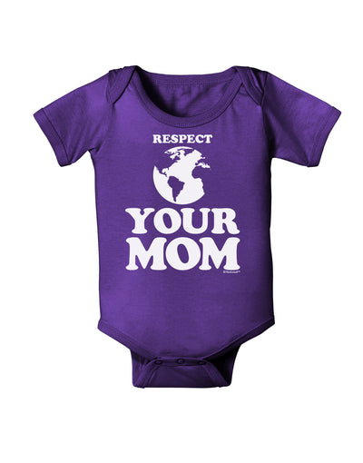 Respect Your Mom - Mother Earth Design Baby Bodysuit Dark-Baby Romper-TooLoud-Purple-06-Months-Davson Sales