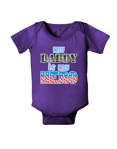 My Daddy is My Hero - Armed Forces - Blue Baby Bodysuit Dark by TooLoud-Baby Romper-TooLoud-Purple-06-Months-Davson Sales