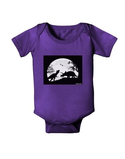 T-Rex and Triceratops Silhouettes Design Baby Bodysuit Dark by TooLoud-Baby Romper-TooLoud-Purple-06-Months-Davson Sales