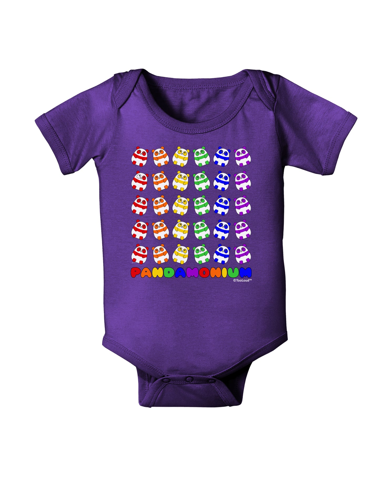 Pandamonium Rainbow Pandas Baby Bodysuit Dark by TooLoud-Baby Romper-TooLoud-Purple-06-Months-Davson Sales