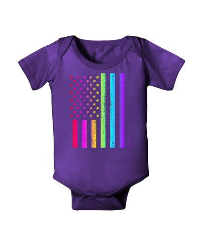 American Pride - Rainbow Flag Baby Bodysuit Dark-Baby Romper-TooLoud-Purple-06-Months-Davson Sales