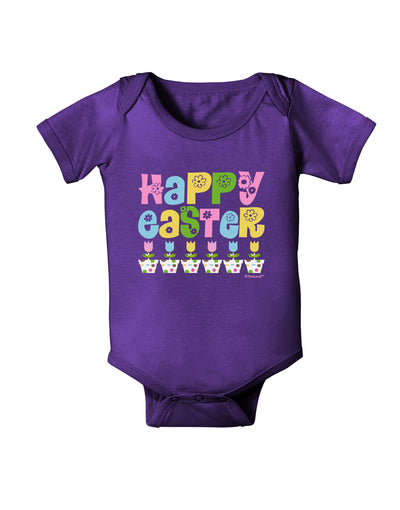 Happy Easter - Tulips Baby Bodysuit Dark by TooLoud-Baby Romper-TooLoud-Purple-06-Months-Davson Sales