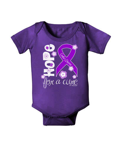 Hope for a Cure - Purple Ribbon Crohn’s Disease - Flowers Baby Bodysuit Dark-Baby Romper-TooLoud-Purple-06-Months-Davson Sales