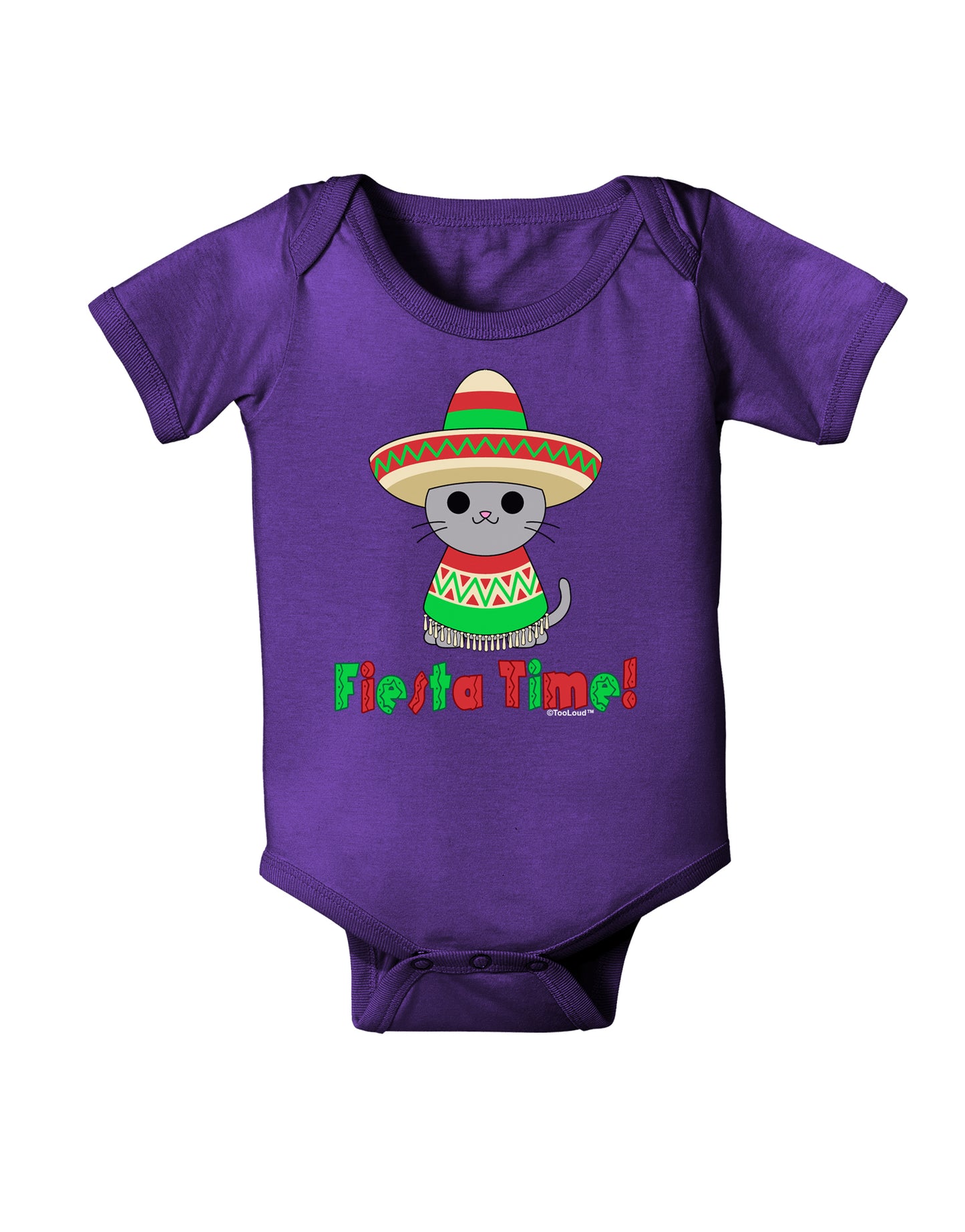 Fiesta Time - Cute Sombrero Cat Baby Bodysuit Dark by TooLoud-Baby Romper-TooLoud-Purple-06-Months-Davson Sales