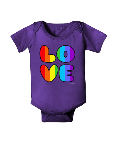 Rainbow LOVE Text Baby Bodysuit Dark by TooLoud-Baby Romper-TooLoud-Purple-06-Months-Davson Sales