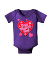 Happy Valentine's Day Romantic Hearts Baby Bodysuit Dark-Baby Romper-TooLoud-Purple-06-Months-Davson Sales