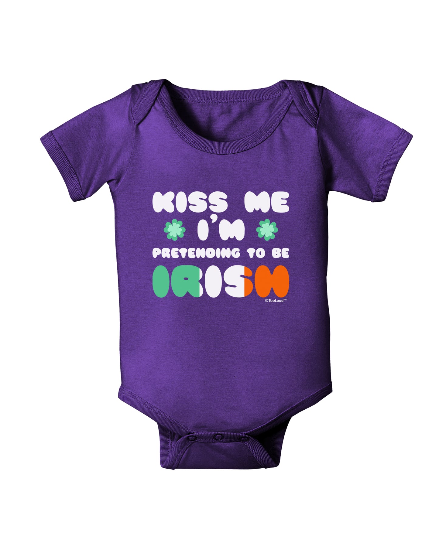 Kiss Me I'm Pretending to Be Irish Baby Bodysuit Dark by TooLoud-Baby Romper-TooLoud-Purple-06-Months-Davson Sales