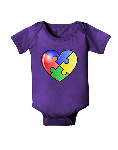 Big Puzzle Heart - Autism Awareness Baby Bodysuit Dark by TooLoud-Baby Romper-TooLoud-Purple-06-Months-Davson Sales
