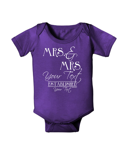 Personalized Mrs and Mrs Lesbian Wedding - Name- Established -Date- Design Baby Bodysuit Dark-Baby Romper-TooLoud-Purple-06-Months-Davson Sales