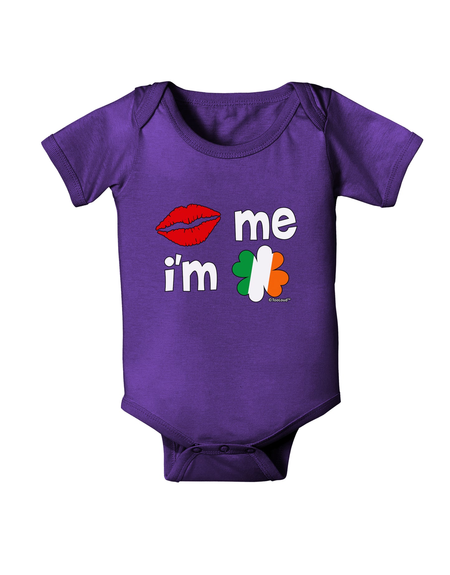 Kiss and Irish Flag Shamrock - Kiss Me I'm Irish Baby Bodysuit Dark by TooLoud-Baby Romper-TooLoud-Purple-06-Months-Davson Sales