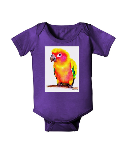 Sun Conure Parrot Watercolor Baby Bodysuit Dark-Baby Romper-TooLoud-Purple-06-Months-Davson Sales