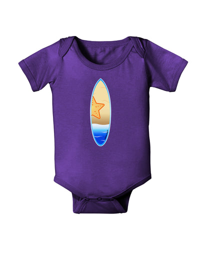 Starfish Surfboard Baby Bodysuit Dark by TooLoud-Baby Romper-TooLoud-Purple-06-Months-Davson Sales