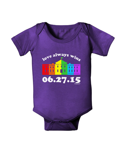 Love Always Wins with Date - Marriage Equality Baby Bodysuit Dark-Baby Romper-TooLoud-Purple-06-Months-Davson Sales