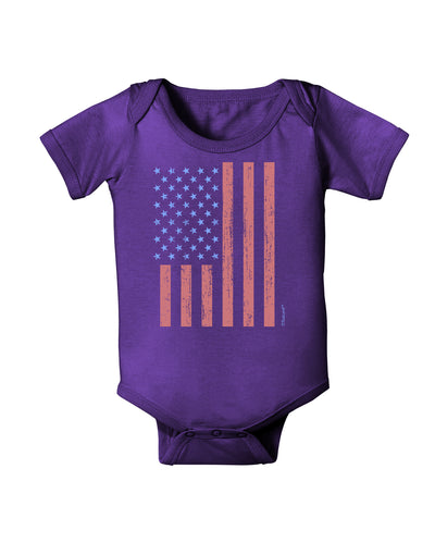 Red and Blue Stamp Style American Flag - Distressed Baby Bodysuit Dark by TooLoud-Baby Romper-TooLoud-Purple-06-Months-Davson Sales