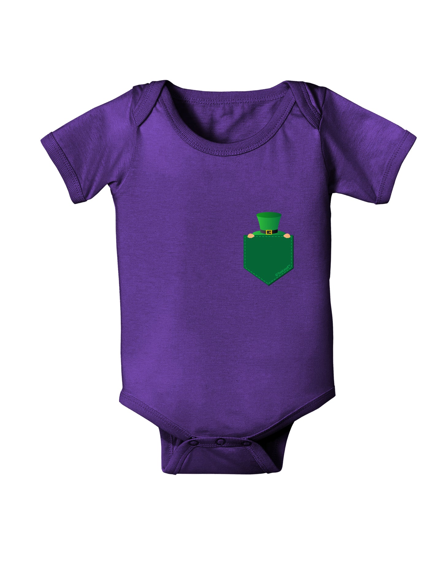 Leprechaun Peeking Out of Faux Pocket Baby Bodysuit Dark by TooLoud-TooLoud-Purple-06-Months-Davson Sales