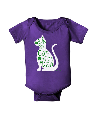 Happy St. Catty's Day - St. Patrick's Day Cat Baby Bodysuit Dark by TooLoud-Baby Romper-TooLoud-Purple-06-Months-Davson Sales