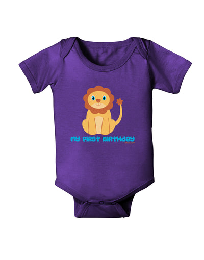 Cute Baby Lion - My First Birthday Baby Bodysuit Dark by TooLoud-Baby Romper-TooLoud-Purple-06-Months-Davson Sales