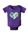 TooLoud World Globe Heart Baby Bodysuit Dark-Baby Romper-TooLoud-Purple-06-Months-Davson Sales