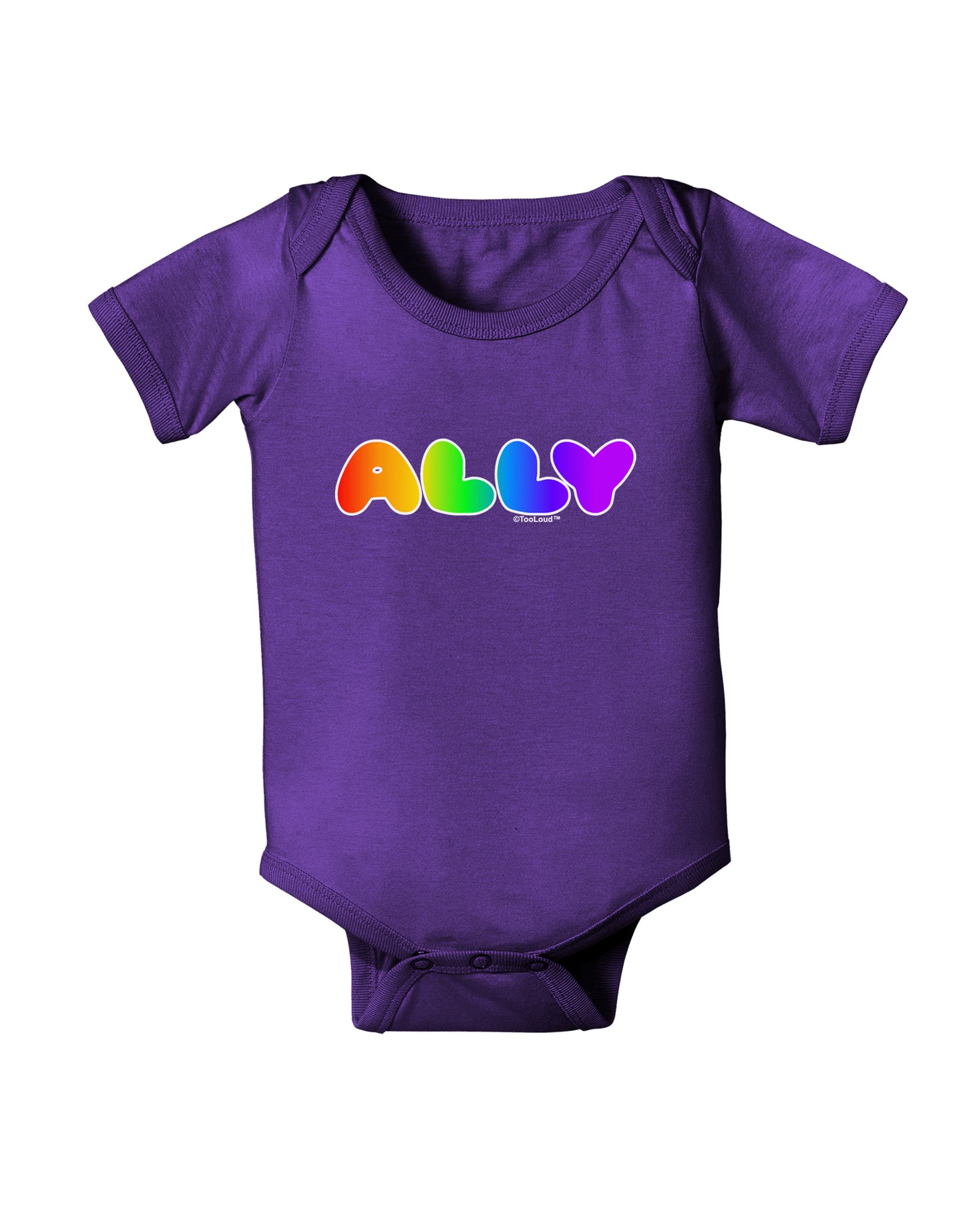 LGBT Ally Rainbow Text Baby Bodysuit Dark by TooLoud-Baby Romper-TooLoud-Purple-06-Months-Davson Sales
