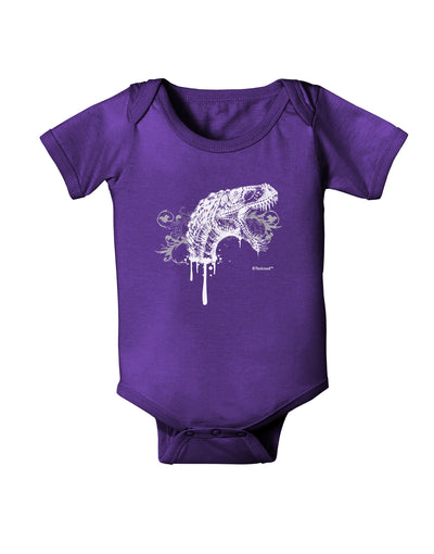 Artistic Ink Style Dinosaur Head Design Baby Bodysuit Dark by TooLoud-Baby Romper-TooLoud-Purple-06-Months-Davson Sales