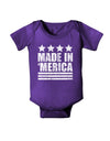 Made in Merica - Stars and Stripes Design Baby Bodysuit Dark-Baby Romper-TooLoud-Purple-06-Months-Davson Sales