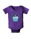 Cute First Birthday Cupcake - Birthday Boy Baby Bodysuit Dark by TooLoud-Baby Romper-TooLoud-Purple-06-Months-Davson Sales