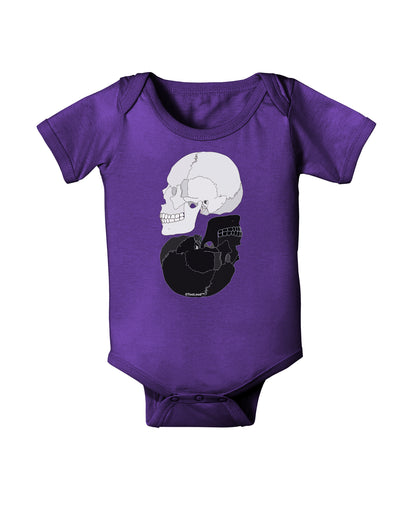White And Black Inverted Skulls Baby Bodysuit Dark by TooLoud-Baby Romper-TooLoud-Purple-06-Months-Davson Sales