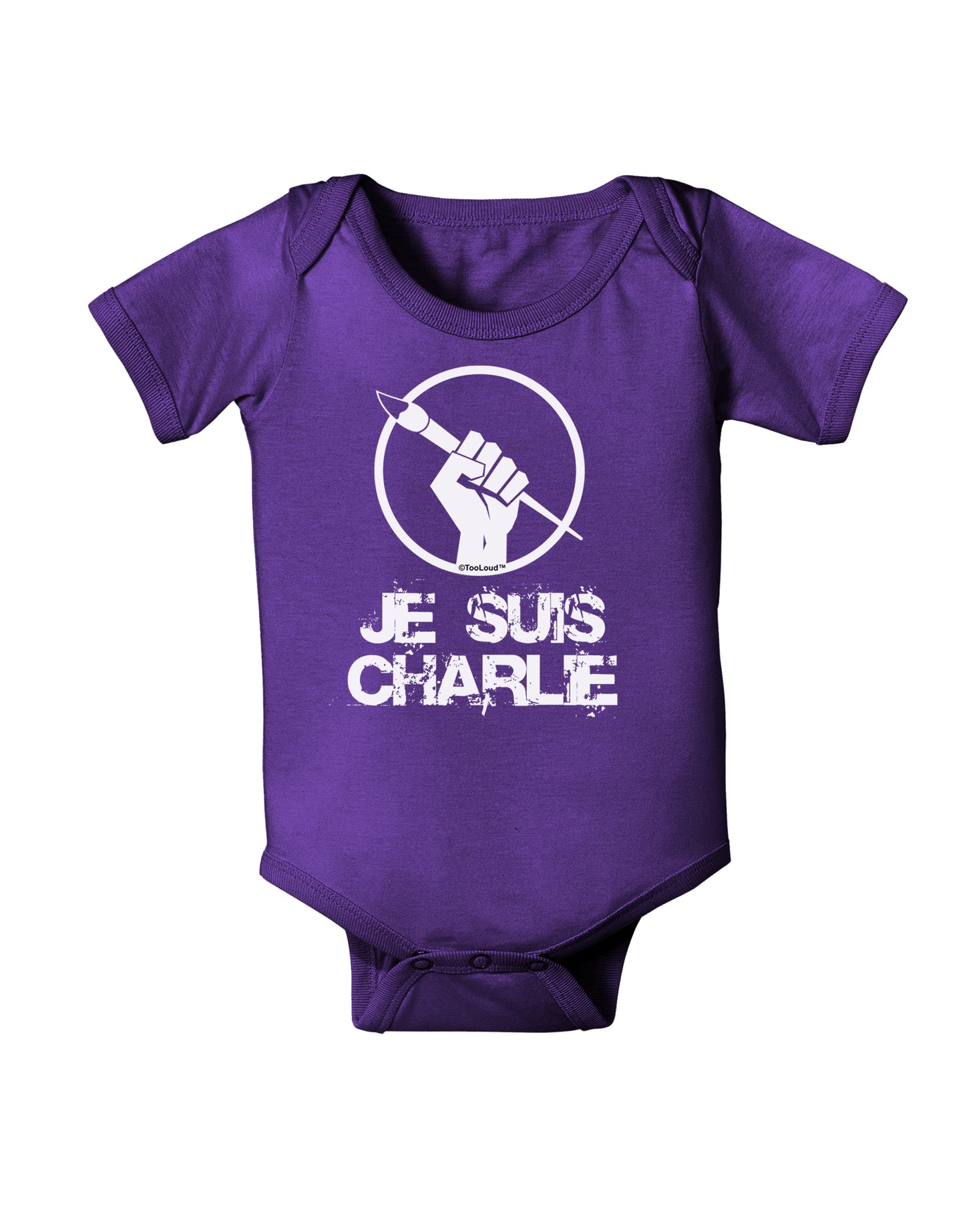 Je Suis Charlie Baby Bodysuit Dark-Baby Romper-TooLoud-Purple-06-Months-Davson Sales