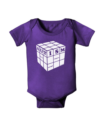 Autism Awareness - Cube B & W Baby Bodysuit Dark-Baby Romper-TooLoud-Purple-06-Months-Davson Sales
