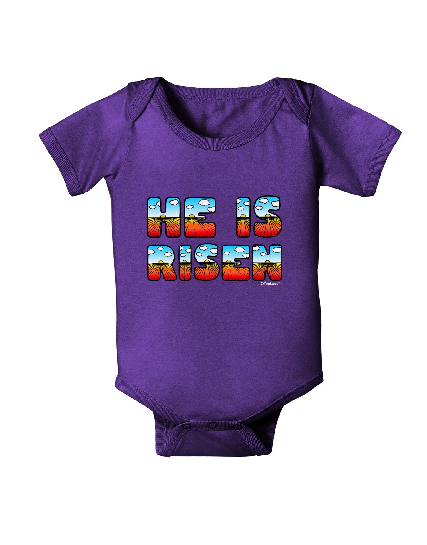 He Is Risen - Easter - Sunrise Letters Baby Bodysuit Dark-Baby Romper-TooLoud-Purple-06-Months-Davson Sales