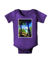 TooLoud Tropical Skyline Baby Bodysuit Dark-Baby Romper-TooLoud-Purple-06-Months-Davson Sales