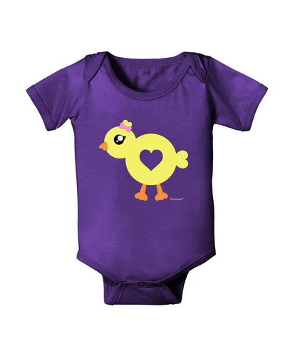 Cute Chick with Bow Baby Bodysuit Dark by TooLoud-Baby Romper-TooLoud-Purple-06-Months-Davson Sales