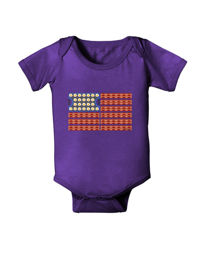 American Breakfast Flag - Bacon and Eggs Baby Bodysuit Dark-Baby Romper-TooLoud-Purple-06-Months-Davson Sales