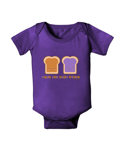 Cute PB and J Design - Made for Each Other Baby Bodysuit Dark by TooLoud-Baby Romper-TooLoud-Purple-06-Months-Davson Sales