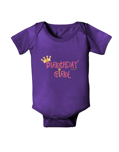 Birthday Girl - Princess Crown and Wand Baby Bodysuit Dark by TooLoud-Baby Romper-TooLoud-Purple-06-Months-Davson Sales