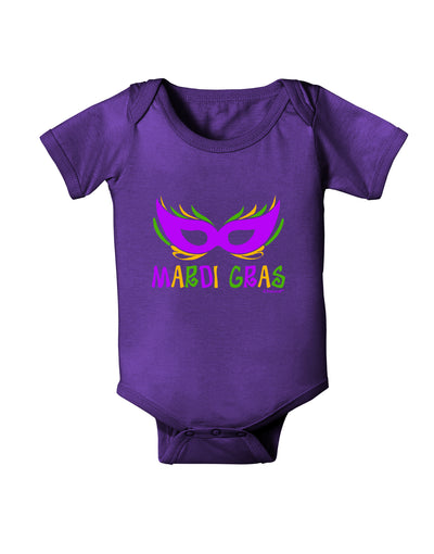 Mardi Gras - Purple Gold Green Mask Baby Bodysuit Dark by TooLoud-Baby Romper-TooLoud-Purple-06-Months-Davson Sales