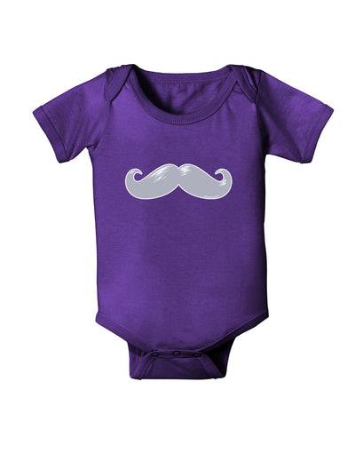 Big Silver White Mustache Baby Bodysuit Dark-Baby Romper-TooLoud-Purple-06-Months-Davson Sales
