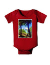 TooLoud Tropical Skyline Baby Bodysuit Dark-Baby Romper-TooLoud-Red-06-Months-Davson Sales