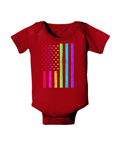 American Pride - Rainbow Flag Baby Bodysuit Dark-Baby Romper-TooLoud-Red-06-Months-Davson Sales