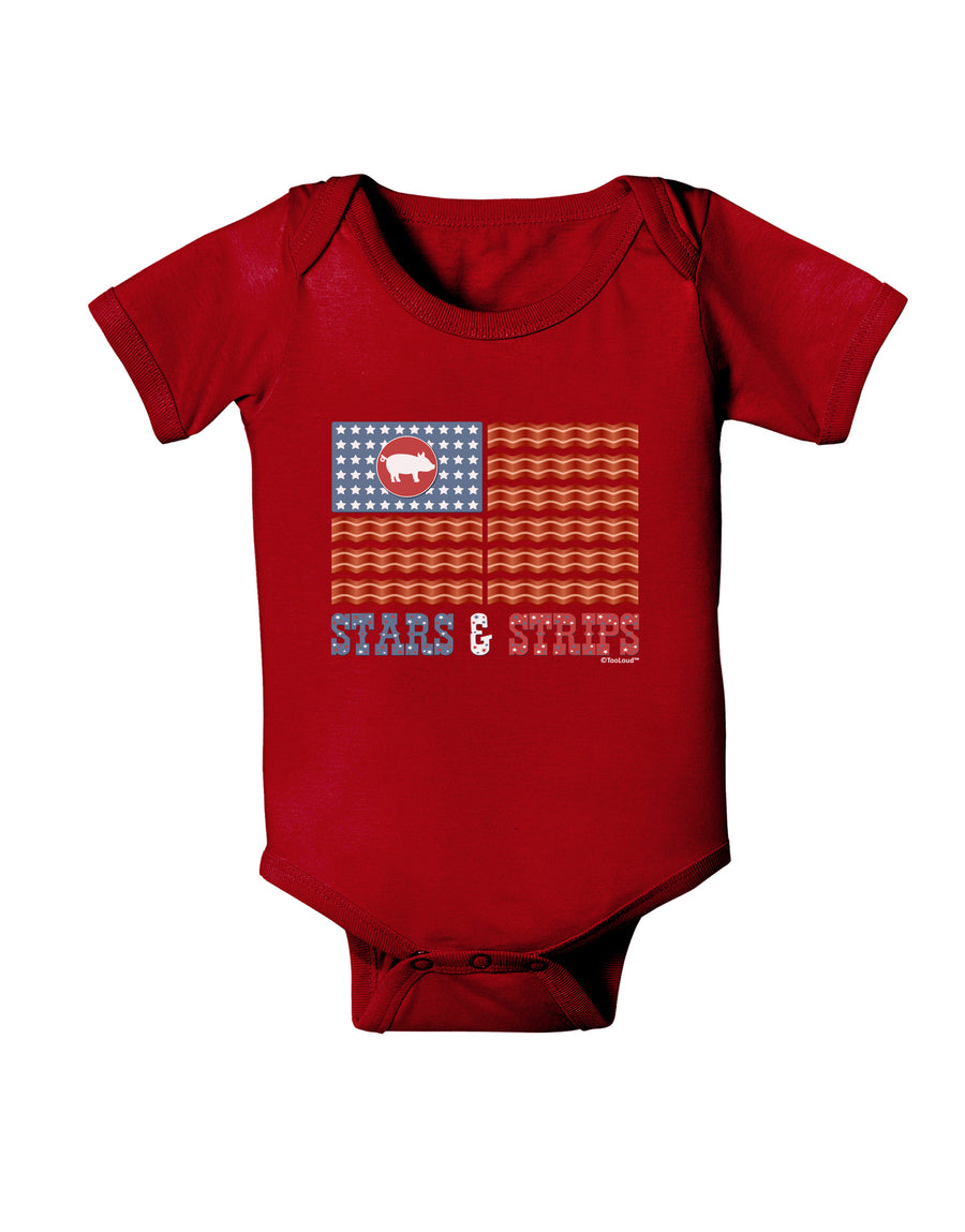 American Bacon Flag - Stars and Strips Baby Bodysuit Dark-Baby Romper-TooLoud-Black-06-Months-Davson Sales