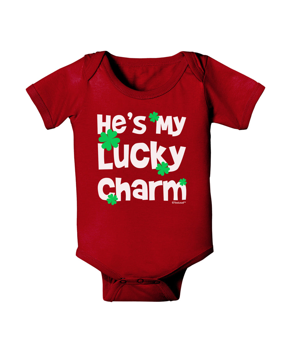 He's My Lucky Charm - Matching Couples Design Baby Bodysuit Dark by TooLoud-Baby Romper-TooLoud-Black-06-Months-Davson Sales