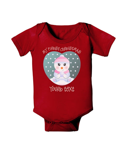 Personalized My First Christmas Snowbaby Girl Baby Bodysuit Dark-Baby Romper-TooLoud-Red-06-Months-Davson Sales