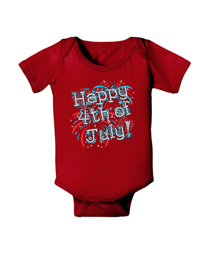 Happy 4th of July - Fireworks Design Baby Bodysuit Dark-Baby Romper-TooLoud-Red-06-Months-Davson Sales