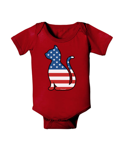 Patriotic Cat Design Baby Bodysuit Dark by TooLoud-Baby Romper-TooLoud-Red-06-Months-Davson Sales