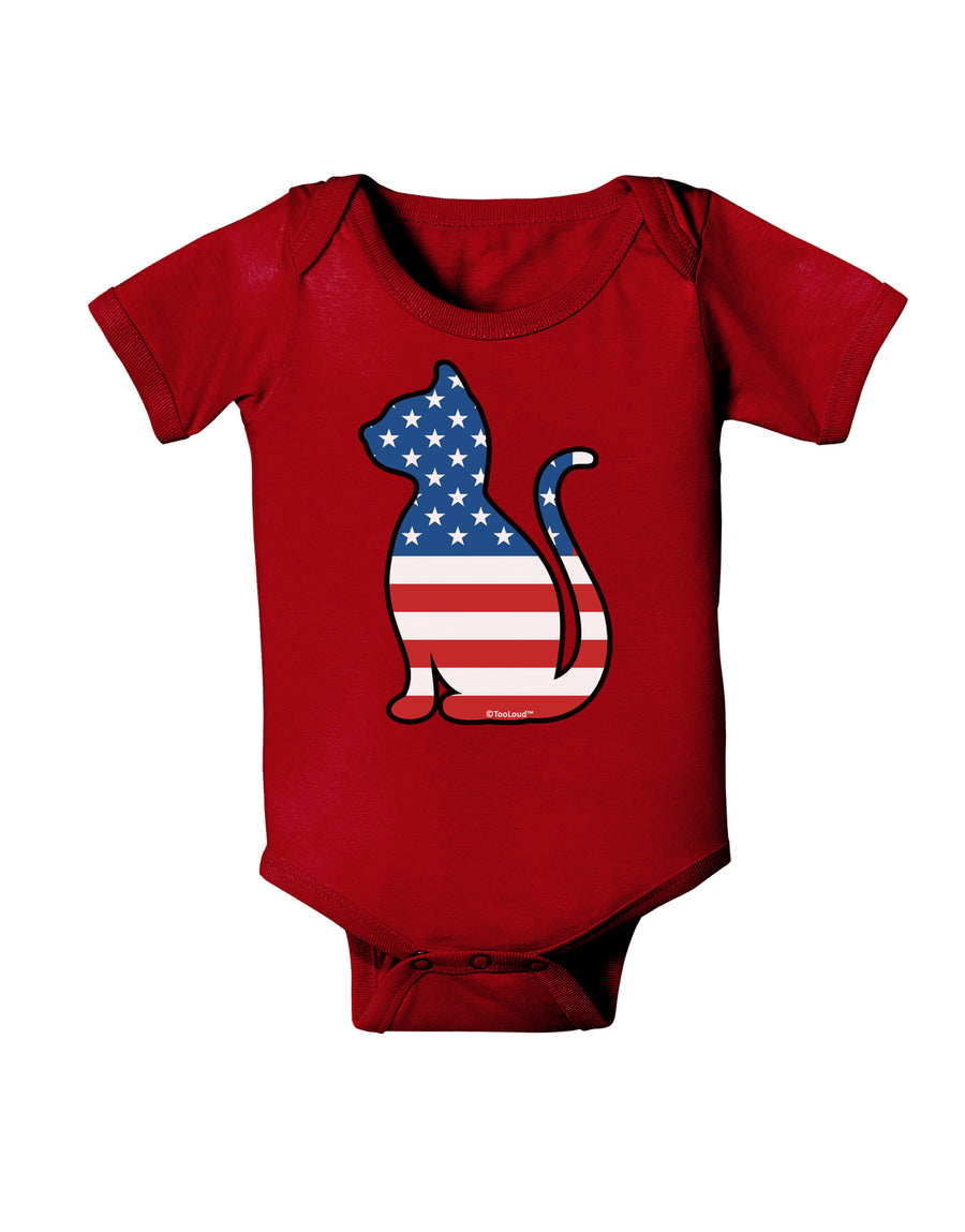 Patriotic Cat Design Baby Bodysuit Dark by TooLoud-Baby Romper-TooLoud-Black-06-Months-Davson Sales